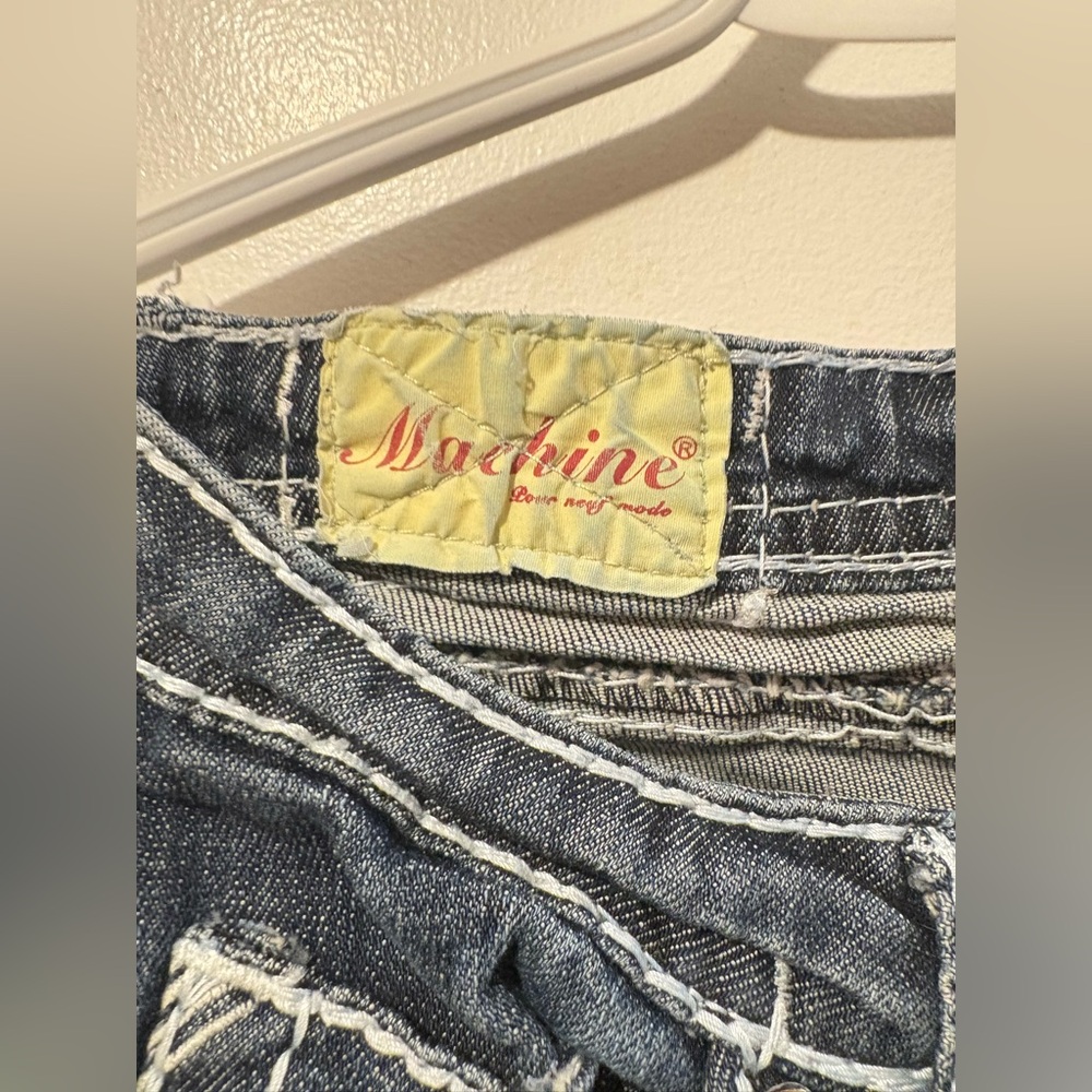 Machine Distressed Blue Jeans - Picture 2 of 5